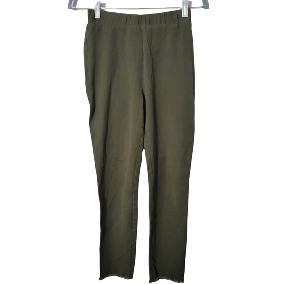Lyssé Olive Green Raw Hem Lexi Twill Leggings - Picture 1 of 8